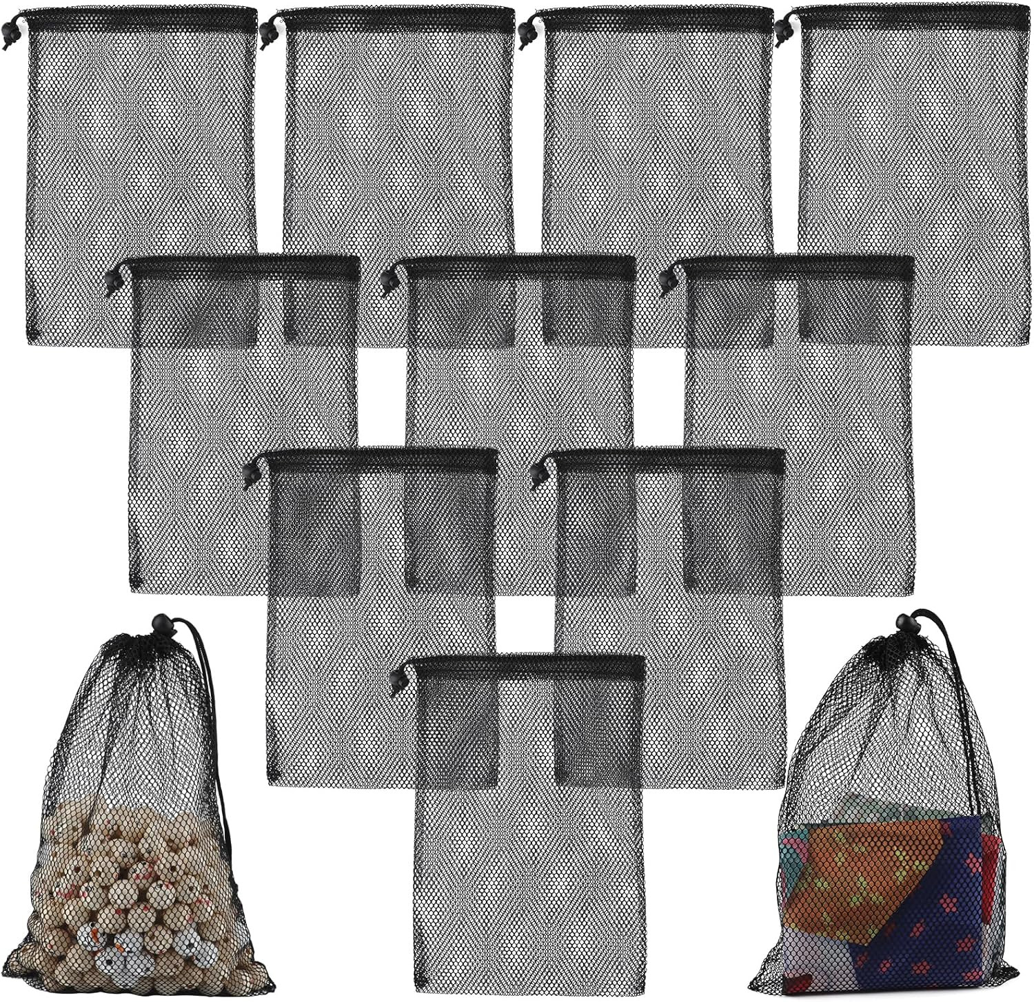 10Pcs Nylon Mesh Drawstring Bags 8X12Inch Mesh Bags,Mesh Laundry Bag,Mesh Storag