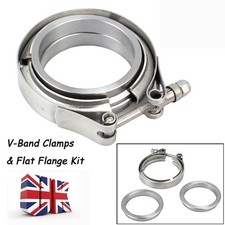 2.5" Inch 63mm Stainless Steel V-Band Clamp & Flat Flange Kit Exhaust Pipe UK