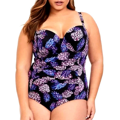 Torrid Multicolor Pineapple Print Push Up Demi Slim Fit  1-pc Swimsuit  Sz-4X