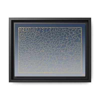 Original Abstract Navy Gold Lace Gradient | Modern Wall Art Matte Canvas Framed 