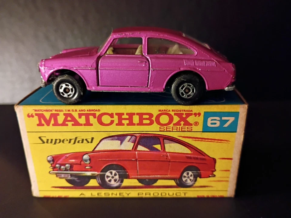 Matchbox SF #67 Volkswagon 1600TL Light  Purple Rare Crisp Orig F TypeScript Box - Image 2 of 4