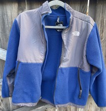 The North Face Boys Fleece Jacket Blue Gray Full Zip Zipped Pockets Size L/G