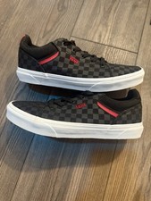 Vans Ward Checkerboard Black Red Low Top Sneakers Youth 7 Mens 6 Womens 8.5