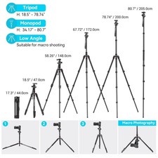 CT-20 Camera Tripod, 78.7" Aluminum, Monopod, 360  Ball Head
