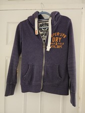 Superdry State At HL Hoodie Sweatshirt Women's S Purple Full Zip Pockets