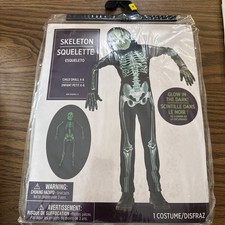 Skeleton Costume SMALL 4/6 Kids Glow in Dark Skeleton Halloween Costume SM 4/6