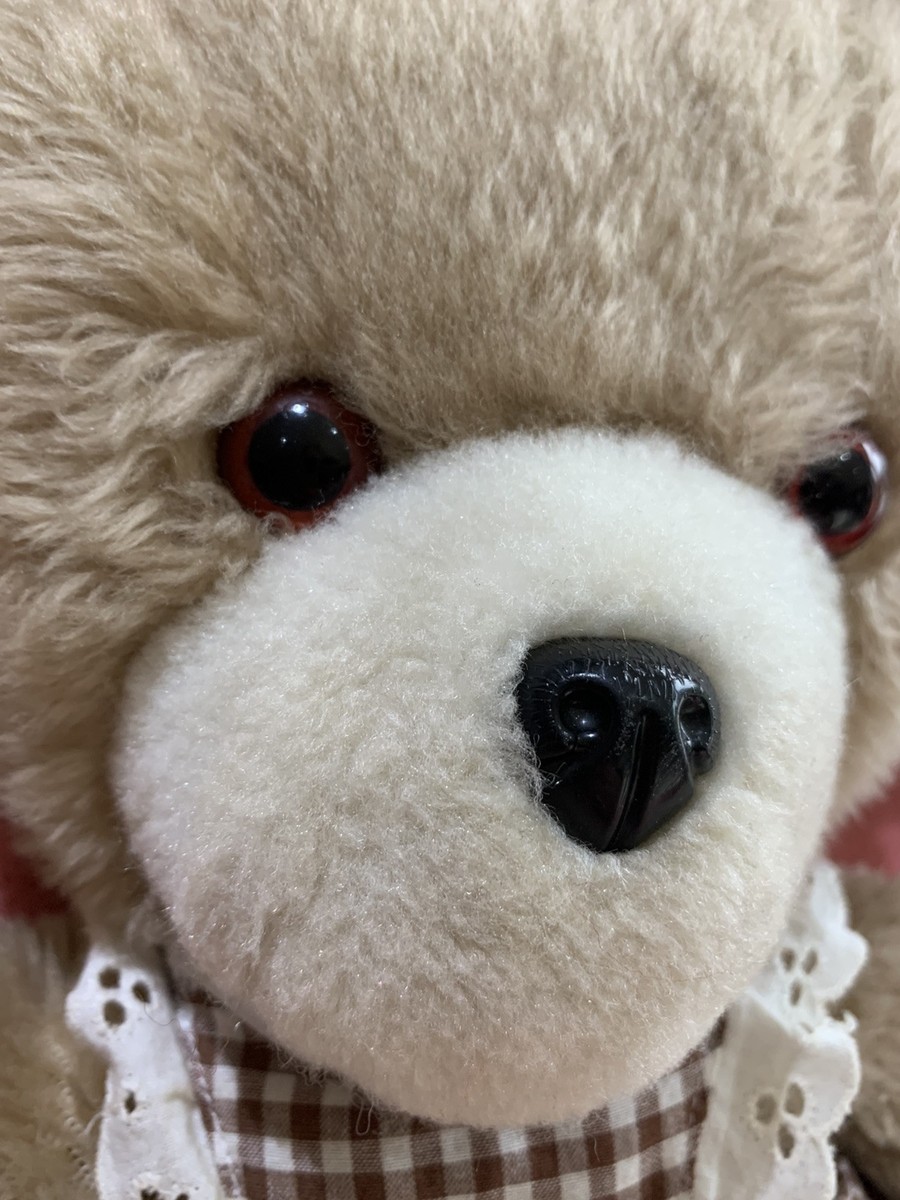 Vintage Mothercare 0348 Plush Teddy Bear with Brown Check Dress
