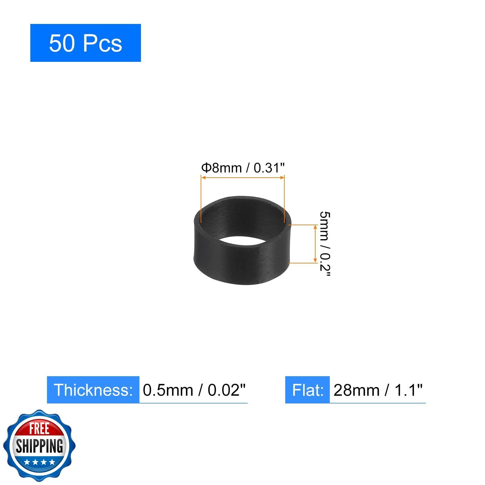 uxcell 50Pcs Silicone Rubber Bands, 8x5mm Rubber Bands Rings Cabl