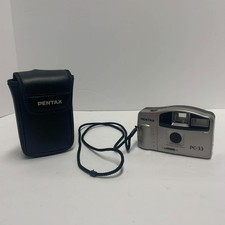 Pentax PC-33 35mm Point  Shoot Film Camera 30mm Lens Silver Black with Case