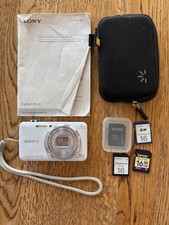 Sony Cybershot DSC-WX80 white digital camera 16.2 MP 8xzoom with SD cards, case