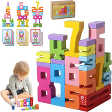 Montessori Math Blocks for Kids Ages 3-8  20PCS Wooden STEM Learning Toys...