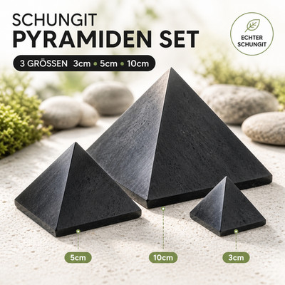 Schungit Pyramiden Bundle aus 3 Produkten | 3cm, 5cm und 10cm Schungit Pyramide