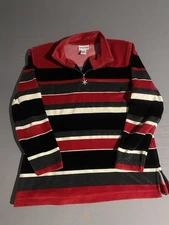 Alfred Dunner Ladies Petite Large 1/4 Zip Velour Sweatshirt Striped Snowflake