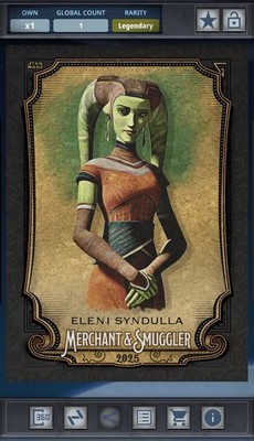Eleni Syndulla Black 5cc Legendary Star Wars Card Trader Merchant & Smuggler 25