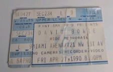 David Bowie Miami Arena FL 4/27/90 Concert Ticket Stub