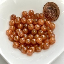 Czech Pressed Round Smooth Glass Beads 6mm Light Brown Opal Luster 80pcs CL1088