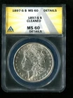 1897-S $1 Morgan Silver Dollar ANACS MS60 Details - Cleaned (PRICE REDUCED!)