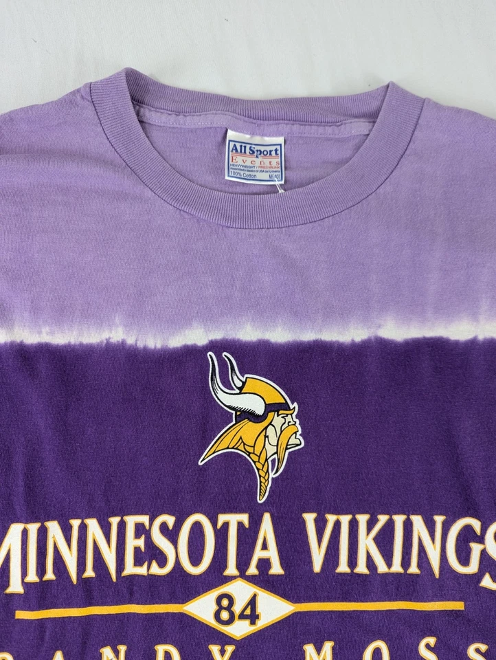 Рубашка Randy Moss Minnesota Vikings галстук-краситель фиолетовая мужская M средняя для всех спортивных мероприятий - Изображение 3 из 4