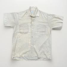 Vintage 50s Cream Penneys loop collar rockabilly button up shirt S rayon