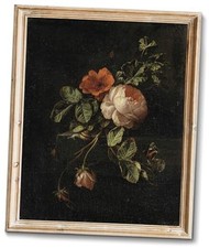 Vintage Wall Art, Vintage Floral Wall Art Prints - 10"L x 8"W Dark Flower