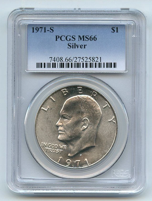 PCGS Certified MS 66 Graded 1971 Eisenhower Dollars (1971-1978