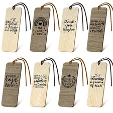 24 PCS Wooden Teacher Bookmarks with Suede Tassel Appreciation Gift Bulk