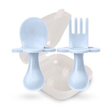 Baby Feeding Self Feeding Baby Utensils, Baby Fork and Spoon, 1 Set, blue