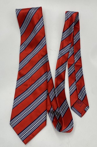 Brioni Mens Silk Blend Woven Neck Tie Red Blue Stripes