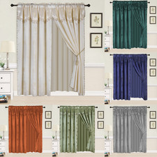 1 SET WINDOW CURTAINS PRINTED FLOWERA PANELS DRAPE LIGHTFILTERING W/ TIE BACK