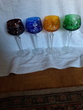 4 Weingläser Römer Überfangglas versch. Farben  Orange Grün Blau