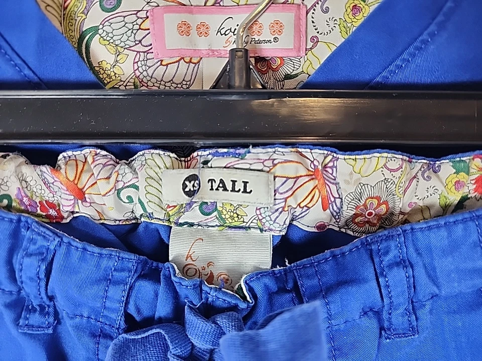 KOI Stretch Scrub SET Top (XS) And Bottom (XS Tall)  Flare Leg Galaxy BLUE  - Image 4 of 4