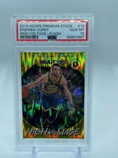 2019 Panini NBA Hoops Premium Stock High Voltage Flash Stephen Curry #10 PSA 10