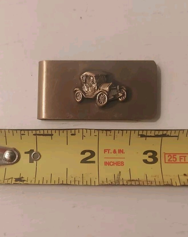 Vintage Brass Money Clip with Classic Model-T Car Design  -image