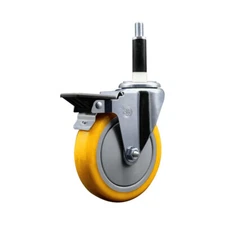 5 Inch Yellow Poly Swivel 7/8 Inch Expanding Stem Caster with Brake SCC