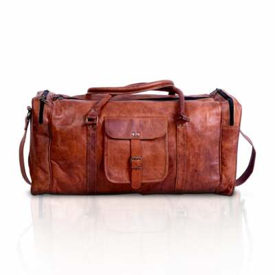 Vintage Men Real Leather Large travel duffel weekend bag Handmade luggage Gym
