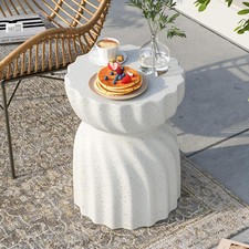 Kunst Beistelltisch Weiß Design Kaffeetisch stylisch Nachttisch Rund Sofatisch