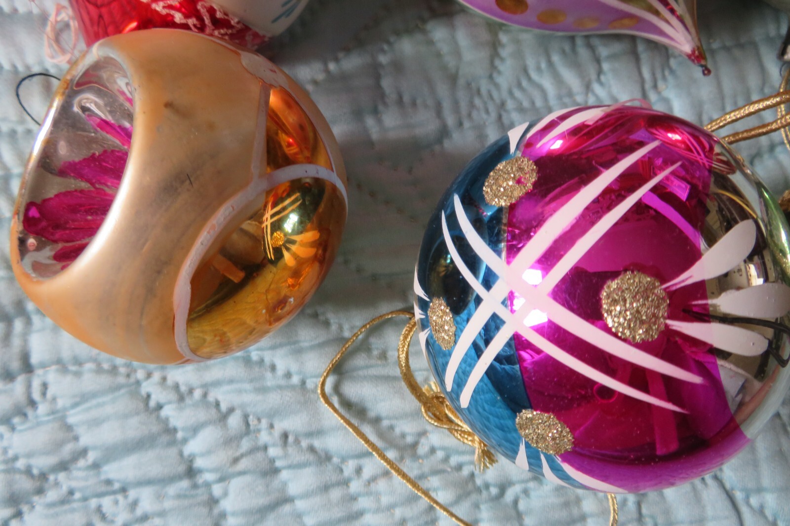 SIX LARGE OLD VINTAGE GLASS CHRISTMAS TREE BAUBLES. eBay