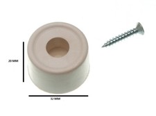 White Rubber Door Stop Stay Guard 32MM 1 1/4 Inch With Screws Pack Of 20