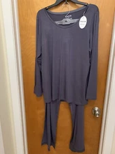 TIKTIK Womens Pajama Set Long Sleeve Sleepwear Scoop Neck Pjs Sets Size 2XL