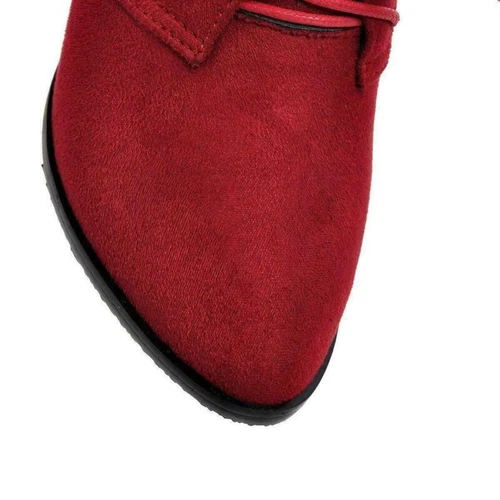 Womens Pointed Toe Shoes High Heels Lace-Up Oxfords Suede Fabric Ankle Boots^.^* - Picture 4 of 23