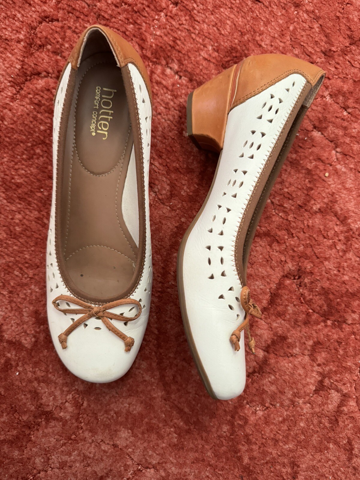 Ladies Hotter Comfort Shoes White Tan Size 7 (41) eBay