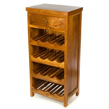 Wine Rack Cabinet Teak Single Drawer 16 Bottle Wine Rack  Fair Trade - FU-667