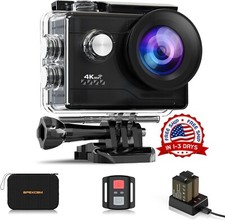 Cámara de acción subacuática HD 4K con accesorios para casco con control remoto