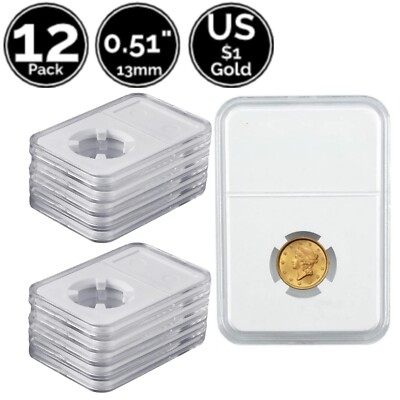 12 Pack 0.51'' 13 mm Slab Coin Snap Holder For US $1 Gold Dollar Type 1