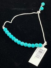Howlite & Chrysocolla Genuine Stone Bead Bracelet Adjustable Silver Plate NWT