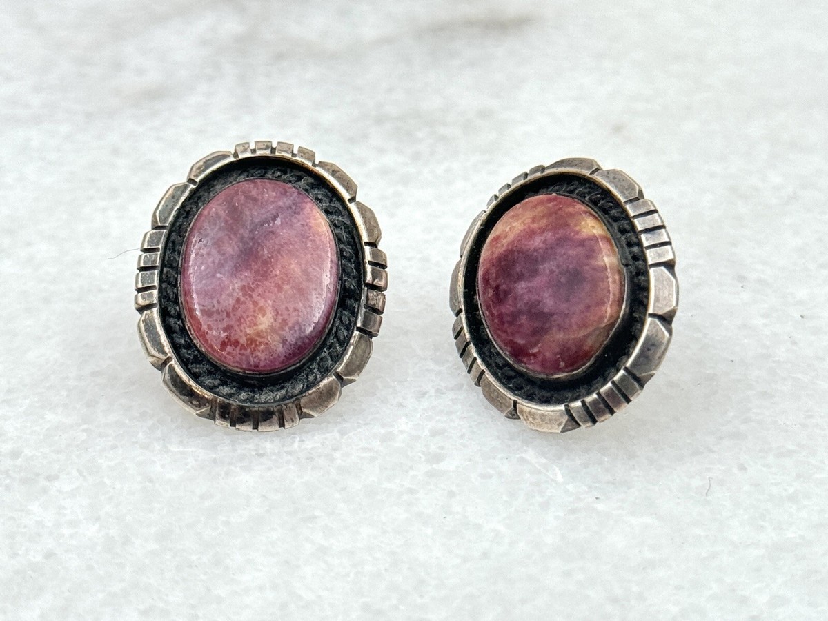 Navajo Native American Sterling Silver Sugilite Post Earrings 