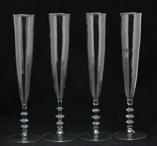 4 Champagne Glasses Flutes, Jos Bohm facon venice design Holland, 34cm  13.5inch