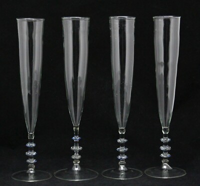 4 Champagne Glasses Flutes, Jos Bohm facon venice design Holland, 34cm  13.5inch