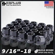[32] Acorn Bugle Open Lug Nut 9/16-18 Black Fit Chevy C20/C30/G30/K20/R20/R2500