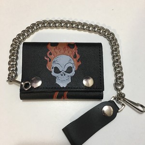 leather skull wallet with chain